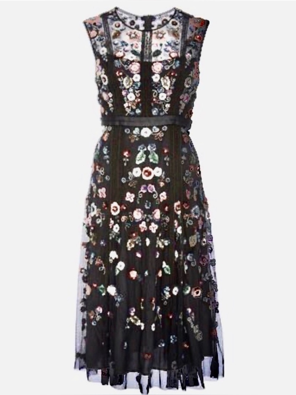 Needle & Thread | Floral Sequin & beaded tulle Ombre dress women’s size 4